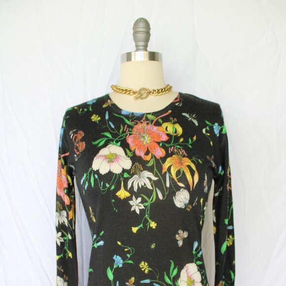 Richard Grand Cashmere Silk dress Sweater tunic floral Lilly Jumper black - Picture 7 of 10